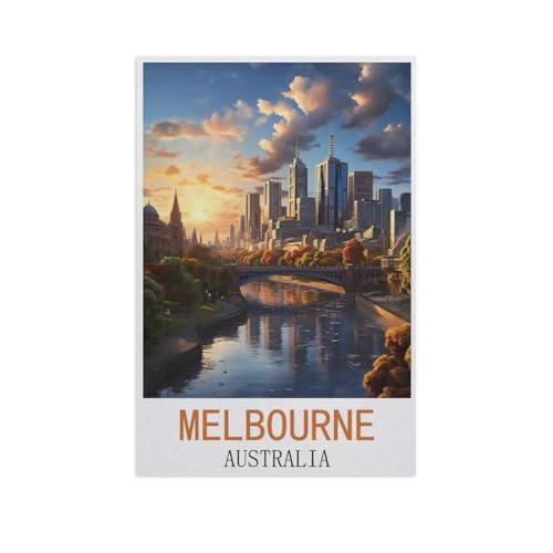 BEAYODKP DIY Malen nach Zahlen，Melbourne Australien，diy malen nach zahlen erwachsene landsch Mit Pinsel und Acrylfarbe Erwachsenenfarbe nach Zahlen Kits Kunst（30x40cm） 11.8x15.7 Zoll-FU38 von BEAYODKP