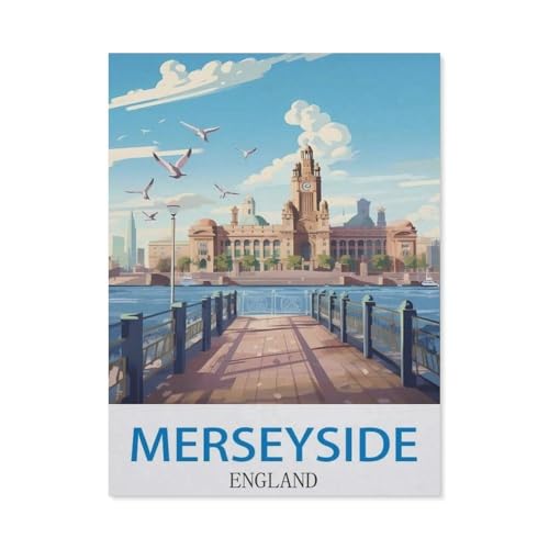 BEAYODKP DIY Malen nach Zahlen，Merseyside, England，diy malen nach zahlen erwachsene landsch Mit Pinsel und Acrylfarbe Erwachsenenfarbe nach Zahlen Kits Kunst（50x60cm） 19.6x23.6 pouces-DG17 von BEAYODKP