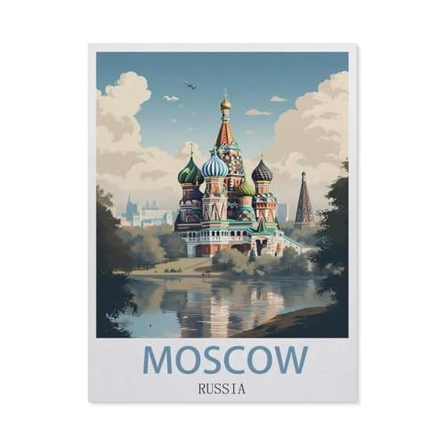 BEAYODKP DIY Malen nach Zahlen，Moskau, Russland，diy malen nach zahlen erwachsene landsch Mit Pinsel und Acrylfarbe Erwachsenenfarbe nach Zahlen Kits Kunst（50x60cm） 19.6x23.6 Zoll-EO77 von BEAYODKP