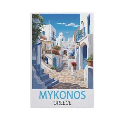 BEAYODKP DIY Malen nach Zahlen，Mykonos Griechenland，diy malen nach zahlen erwachsene landsch Mit Pinsel und Acrylfarbe Erwachsenenfarbe nach Zahlen Kits Kunst（30x40cm） 11.8x15.7 Zoll-FT18 von BEAYODKP