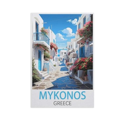 BEAYODKP DIY Malen nach Zahlen，Mykonos Griechenland，diy malen nach zahlen erwachsene landsch Mit Pinsel und Acrylfarbe Erwachsenenfarbe nach Zahlen Kits Kunst（50x60cm） 19.6x23.6 Zoll-FU18 von BEAYODKP