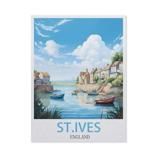 BEAYODKP DIY Malen nach Zahlen，Saint Ives, England，diy malen nach zahlen erwachsene landsch Mit Pinsel und Acrylfarbe Erwachsenenfarbe nach Zahlen Kits Kunst（50x60cm） 19.6x23.6 Zoll-EN97 von BEAYODKP