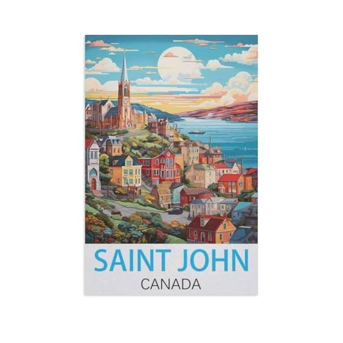 BEAYODKP DIY Malen nach Zahlen，Saint John Kanada，diy malen nach zahlen erwachsene landsch Mit Pinsel und Acrylfarbe Erwachsenenfarbe nach Zahlen Kits Kunst（20x30cm） 7,8x11,8 Zoll-FW18 von BEAYODKP