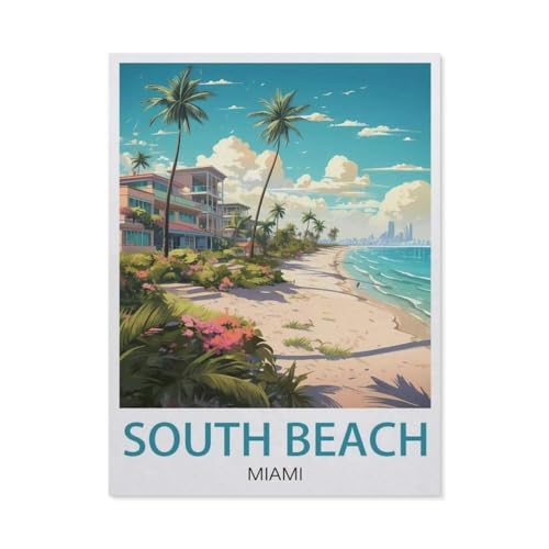 BEAYODKP DIY Malen nach Zahlen，South Beach Miami，diy malen nach zahlen erwachsene landsch Mit Pinsel und Acrylfarbe Erwachsenenfarbe nach Zahlen Kits Kunst（30x40cm） 11.8x15.7 Zoll-EX18 von BEAYODKP
