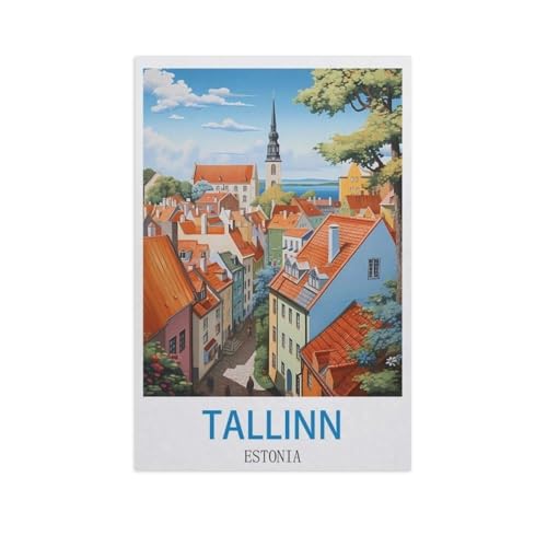 BEAYODKP DIY Malen nach Zahlen，Tallinn, Estland，diy malen nach zahlen erwachsene landsch Mit Pinsel und Acrylfarbe Erwachsenenfarbe nach Zahlen Kits Kunst（20x30cm） 7,8x11,8 Zoll-GE38 von BEAYODKP