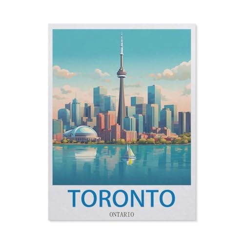 BEAYODKP DIY Malen nach Zahlen，Toronto, Ontario，diy malen nach zahlen erwachsene landsch Mit Pinsel und Acrylfarbe Erwachsenenfarbe nach Zahlen Kits Kunst（50x60cm） 19.6x23.6 Zoll-EK17 von BEAYODKP