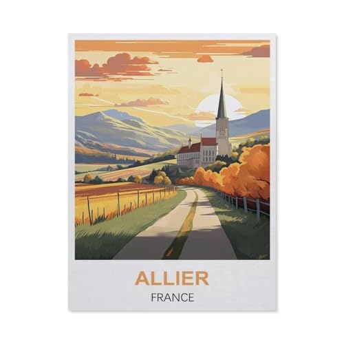 BEAYODKP DIY Malen nach Zahlen-Ölgemälde Geschenk für Erwachsene Kinder，Allier, Frankreich，Malen Nach Zahlen Kits Wohnzimmer Schlafzimmer Wanddekoration（50x60cm） 19.6x23.6 Zoll-EM88 von BEAYODKP