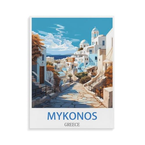 BEAYODKP DIY Malen nach Zahlen-Ölgemälde Geschenk für Erwachsene Kinder,Mykonos Griechenland,Malen Nach Zahlen Kits Wohnzimmer Schlafzimmer Wanddekoration(50x60cm-O65 von BEAYODKP