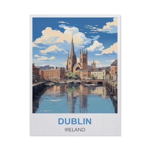 BEAYODKP Dublin, Irland，nach Zahlen für Erwachsene, DIY-Malen-nach-Zahlen-Kits für Kinder, Anfänger, Rahmenlose Leinwand（50x60cm） 19.6x23.6 Zoll-EO21 von BEAYODKP