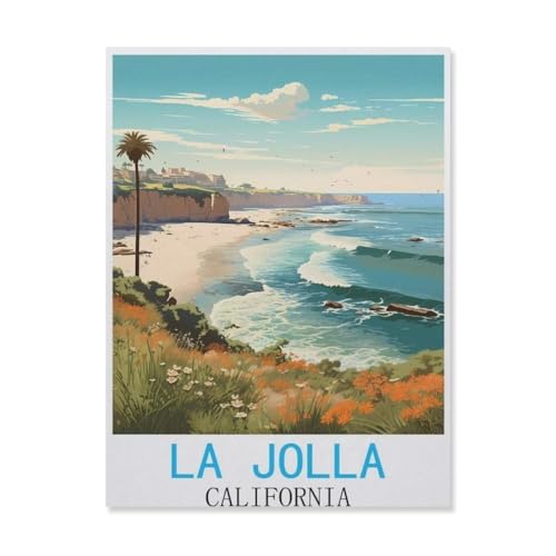 BEAYODKP Malen Nach Zahlen，La Jolla, Kalifornien，Malen Nach Zahlen Erwachsene Anfänger Kinder DIY Ölgemälde auf Leinwand Geschenk Malen Nach Zahlen Kits（30x40cm） 11.8x15.7 Zoll-FL76 von BEAYODKP