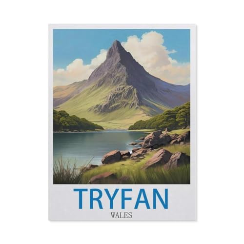 BEAYODKP Malen Nach Zahlen，Tryfan, Wales – Vintage Reiseplakate，Malen Nach Zahlen Erwachsene Anfänger Kinder DIY Ölgemälde auf Leinwand Geschenk Malen Nach Zahlen Kits（50x60cm） 19.6x23.6 pouces-DC55 von BEAYODKP
