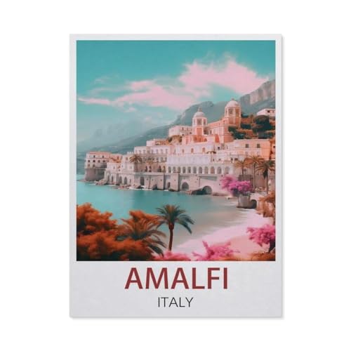 BEAYODKP Malen Nach Zahlen Erwachsene，Amalfi Italien，Malen Nach Zahlen Mit Pinseln und Acrylfarbe,DIY Set Basteln Erwachsene mit Pinseln und Acrylfarben für Home Decor（50x60cm） 19.6x23.6 Zoll-EX31 von BEAYODKP