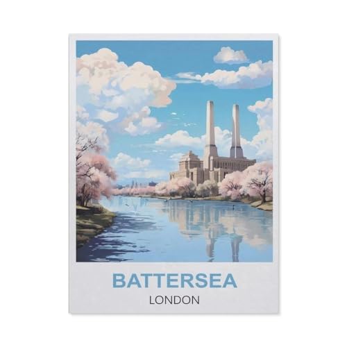 BEAYODKP Malen Nach Zahlen Erwachsene，Battersea, London，Malen Nach Zahlen Mit Pinseln und Acrylfarbe,DIY Set Basteln Erwachsene mit Pinseln und Acrylfarben für Home Decor（50x60cm） 19.6x23.6 Zoll-EO10 von BEAYODKP