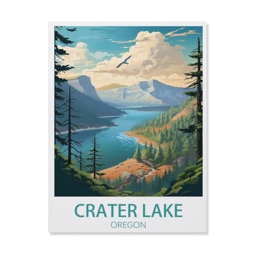 BEAYODKP Malen Nach Zahlen Erwachsene，Crater Lake, Oregon，Malen Nach Zahlen Mit Pinseln und Acrylfarbe,DIY Set Basteln Erwachsene mit Pinseln und Acrylfarben für Home Decor（20x30cm）-Q87 von BEAYODKP
