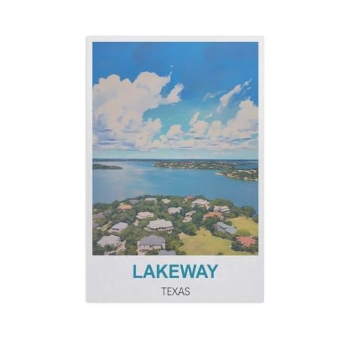 BEAYODKP Malen Nach Zahlen Erwachsene，Lakeway, Texas，Malen Nach Zahlen Mit Pinseln und Acrylfarbe,DIY Set Basteln Erwachsene mit Pinseln und Acrylfarben für Home Decor（20x30cm） 7,8x11,8 Zoll-GF71 von BEAYODKP