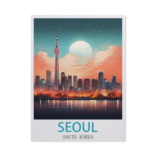BEAYODKP Malen Nach Zahlen Erwachsene，Seoul Südkorea，Malen Nach Zahlen Mit Pinseln und Acrylfarbe,DIY Set Basteln Erwachsene mit Pinseln und Acrylfarben für Home Decor（40x50cm） 15.7x19.6 Zoll-EY31 von BEAYODKP