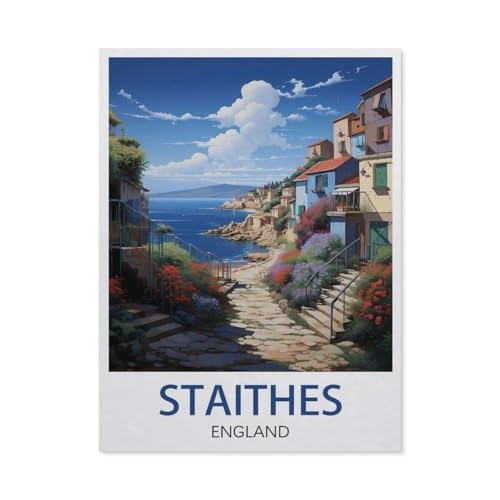 BEAYODKP Malen Nach Zahlen Erwachsene，Staithes England，Malen Nach Zahlen Mit Pinseln und Acrylfarbe,DIY Set Basteln Erwachsene mit Pinseln und Acrylfarben für Home Decor（40x50cm） 15.7x19.6 Zoll-EW91 von BEAYODKP