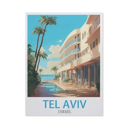 BEAYODKP Malen Nach Zahlen Erwachsene，Tel Aviv, Israel，Malen Nach Zahlen Mit Pinseln und Acrylfarbe,DIY Set Basteln Erwachsene mit Pinseln und Acrylfarben für Home Decor（50x60cm） 19.6x23.6 Zoll-EO50 von BEAYODKP