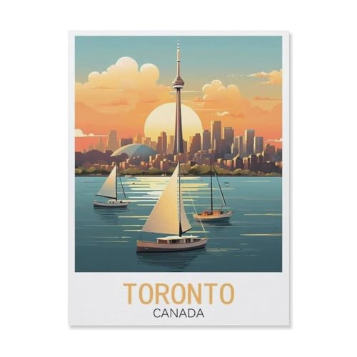 BEAYODKP Malen Nach Zahlen Erwachsene，Toronto Kanada，Malen Nach Zahlen Mit Pinseln und Acrylfarbe,DIY Set Basteln Erwachsene mit Pinseln und Acrylfarben für Home Decor（20x30cm）-T27 von BEAYODKP