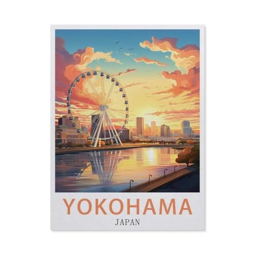 BEAYODKP Malen Nach Zahlen Erwachsene，Yokohama Japan，Malen Nach Zahlen Mit Pinseln und Acrylfarbe,DIY Set Basteln Erwachsene mit Pinseln und Acrylfarben für Home Decor（40x50cm） 15.7x19.6 Zoll-EV31 von BEAYODKP