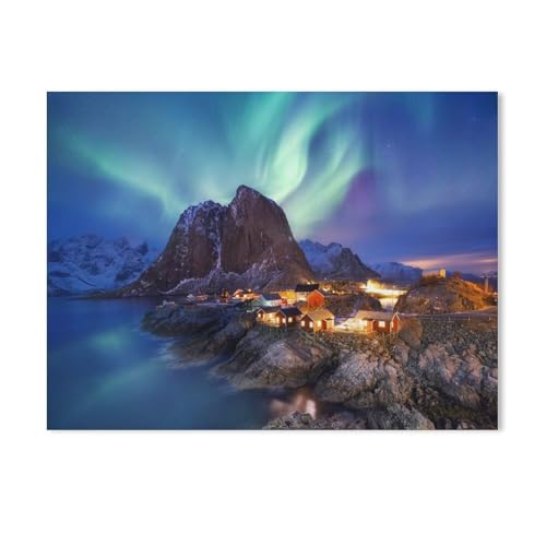 BEAYODKP Malen Nach Zahlen Kits,Aurora Borealis auf den Lofoten, Norwegen,Malen Nach Zahlen Für Erwachsene Und Kinder DIY Ölgemälde Geschenk-Kits（40x50cm） 15.7x19.6 Zoll-529 von BEAYODKP