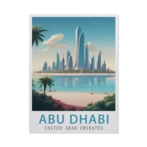BEAYODKP Malen nach Zahlen，Abu Dhabi Vereinigte Arabische Emirate，diy malen nach zahlen erwachsene landsch Mit Pinsel und Acrylfarbe Kits Theme Digital Home Wall Artwork（30x40cm） 11.8x15.7 Zoll-EU90 von BEAYODKP