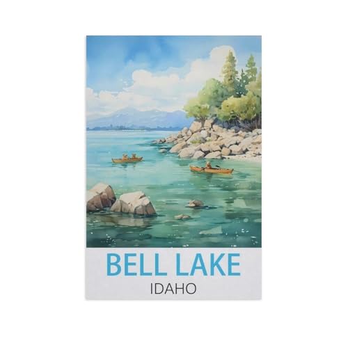 BEAYODKP Malen nach Zahlen，Bell Lake Idaho，diy malen nach zahlen erwachsene landsch Mit Pinsel und Acrylfarbe Kits Theme Digital Home Wall Artwork（40x50cm） 15.7x19.6 Zoll-FV10 von BEAYODKP