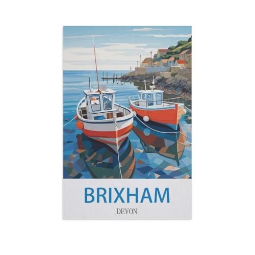 BEAYODKP Malen nach Zahlen，Brixham, Devon，diy malen nach zahlen erwachsene landsch Mit Pinsel und Acrylfarbe Kits Theme Digital Home Wall Artwork（50x60cm） 19.6x23.6 Zoll-FX50 von BEAYODKP