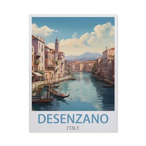 BEAYODKP Malen nach Zahlen，Desenzano, Italien，diy malen nach zahlen erwachsene landsch Mit Pinsel und Acrylfarbe Kits Theme Digital Home Wall Artwork（50x60cm） 19.6x23.6 pouces-DJ89 von BEAYODKP