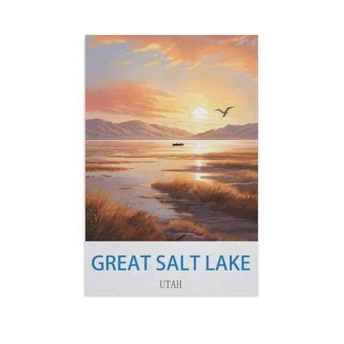 BEAYODKP Malen nach Zahlen，Great Salt Lake, Utah，diy malen nach zahlen erwachsene landsch Mit Pinsel und Acrylfarbe Kits Theme Digital Home Wall Artwork（20x30cm） 7,8x11,8 Zoll-GE30 von BEAYODKP