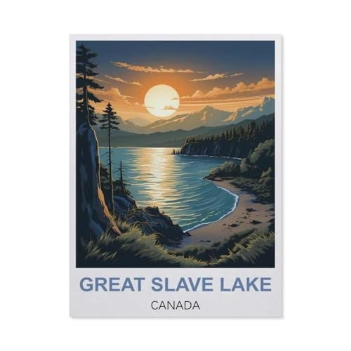 BEAYODKP Malen nach Zahlen，Great Slave Lake, Kanada，diy malen nach zahlen erwachsene landsch Mit Pinsel und Acrylfarbe Kits Theme Digital Home Wall Artwork（50x60cm） 19.6x23.6 Zoll-EN89 von BEAYODKP