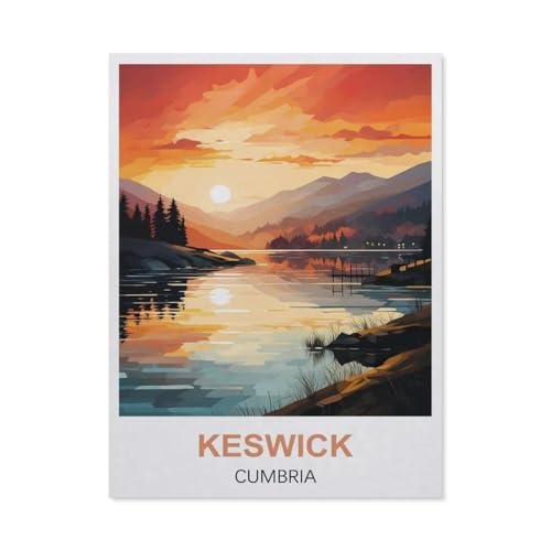BEAYODKP Malen nach Zahlen，Keswick, Cumbria，diy malen nach zahlen erwachsene landsch Mit Pinsel und Acrylfarbe Kits Theme Digital Home Wall Artwork（50x60cm） 19.6x23.6 Zoll-EM69 von BEAYODKP