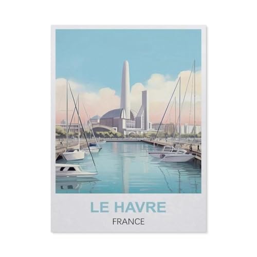 BEAYODKP Malen nach Zahlen，Le Havre, Frankreich，diy malen nach zahlen erwachsene landsch Mit Pinsel und Acrylfarbe Kits Theme Digital Home Wall Artwork（50x60cm） 19.6x23.6 Zoll-EM29 von BEAYODKP