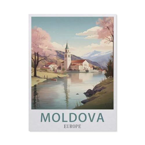 BEAYODKP Malen nach Zahlen，Moldova Europa，diy malen nach zahlen erwachsene landsch Mit Pinsel und Acrylfarbe Kits Theme Digital Home Wall Artwork（30x40cm） 11.8x15.7 Zoll-EV30 von BEAYODKP
