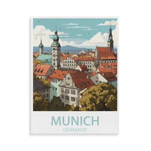 BEAYODKP Malen nach Zahlen,München Deutschland,Kit für Erwachsene Kinder Anfänger DIY Leinwand Malen nach Zahlen für Kein Rahmen(50x60cm-O64 von BEAYODKP
