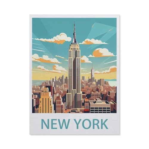 BEAYODKP Malen nach Zahlen，New York，Kit für Erwachsene Kinder Anfänger DIY Leinwand Malen nach Zahlen für Kein Rahmen（50x60cm） 19.6x23.6 Zoll-EK27 von BEAYODKP