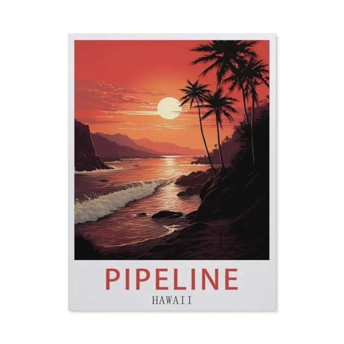 BEAYODKP Malen nach Zahlen，Pipeline Hawaii，diy malen nach zahlen erwachsene landsch Mit Pinsel und Acrylfarbe Kits Theme Digital Home Wall Artwork（50x60cm） 19.6x23.6 Zoll-EY70 von BEAYODKP