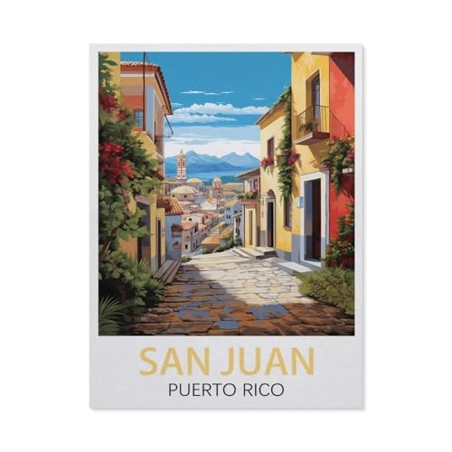 BEAYODKP Malen nach Zahlen，San Juan Puerto Rico Street，diy malen nach zahlen erwachsene landsch Mit Pinsel und Acrylfarbe Kits Theme Digital Home Wall Artwork（40x50cm） 15.7x19.6 Zoll-EW10 von BEAYODKP