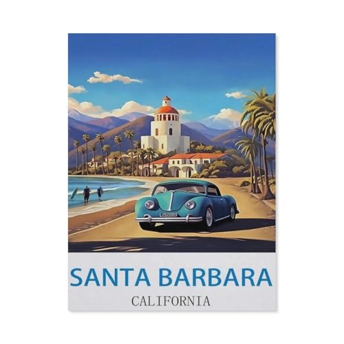 BEAYODKP Malen nach Zahlen，Santa Barbara, Kalifornien，diy malen nach zahlen erwachsene landsch Mit Pinsel und Acrylfarbe Kits Theme Digital Home Wall Artwork（50x60cm） 19.6x23.6 Zoll-EK9 von BEAYODKP
