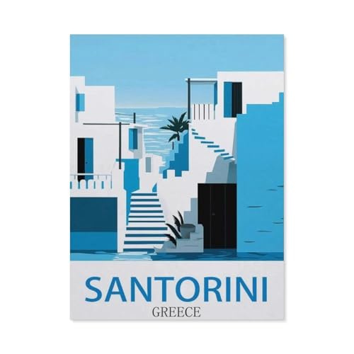 BEAYODKP Malen nach Zahlen，Santorini, Griechenland，diy malen nach zahlen erwachsene landsch Mit Pinsel und Acrylfarbe Kits Theme Digital Home Wall Artwork（50x60cm） 19.6x23.6 Zoll-EK49 von BEAYODKP