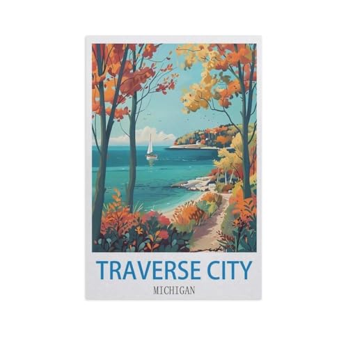 BEAYODKP Malen nach Zahlen，Traverse City, Michigan，diy malen nach zahlen erwachsene landsch Mit Pinsel und Acrylfarbe Kits Theme Digital Home Wall Artwork（30x40cm） 11.8x15.7 Zoll-GD10 von BEAYODKP