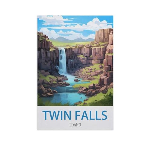 BEAYODKP Malen nach Zahlen，Twin Falls, Idaho，diy malen nach zahlen erwachsene landsch Mit Pinsel und Acrylfarbe Kits Theme Digital Home Wall Artwork（40x50cm） 15.7x19.6 Zoll-GE70 von BEAYODKP