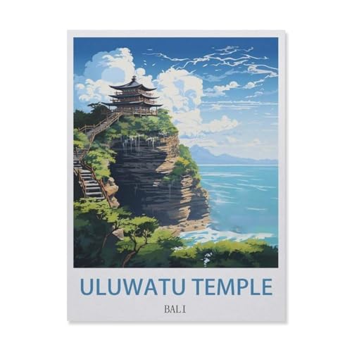 BEAYODKP Malen nach Zahlen，Uluwatu-Tempel, Bali, See，diy malen nach zahlen erwachsene landsch Mit Pinsel und Acrylfarbe Kits Theme Digital Home Wall Artwork（40x50cm） 15.7x19.6 Zoll-DS69 von BEAYODKP