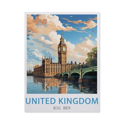 BEAYODKP Malen nach Zahlen，Vereinigtes Königreich Big Ben，diy malen nach zahlen erwachsene landsch Mit Pinsel und Acrylfarbe Kits Theme Digital Home Wall Artwork（50x60cm） 19.6x23.6 Zoll-EY90 von BEAYODKP