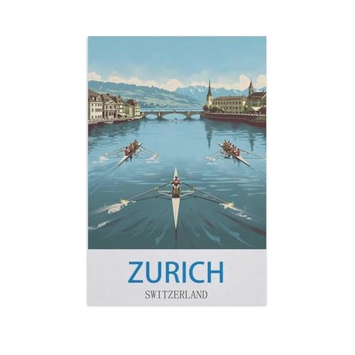 BEAYODKP Malen nach Zahlen，Zürich, der Schweiz，diy malen nach zahlen erwachsene landsch Mit Pinsel und Acrylfarbe Kits Theme Digital Home Wall Artwork（30x40cm） 11.8x15.7 Zoll-GE90 von BEAYODKP