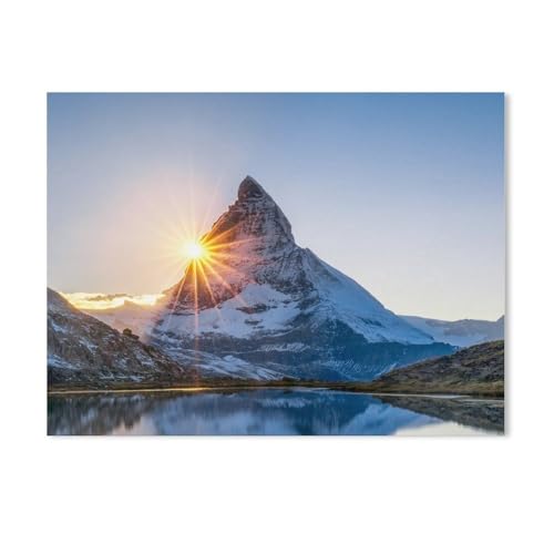 BEAYODKP Malen nach Zahlen Kits,Riffelsee und Matterhorn im Kanton Wallis, Schweiz,DIY Acrylmalerei nach Zahlen für Kinder & Erwachsene & Anfänger（50x60cm） 19.6x23.6 Zoll-770 von BEAYODKP