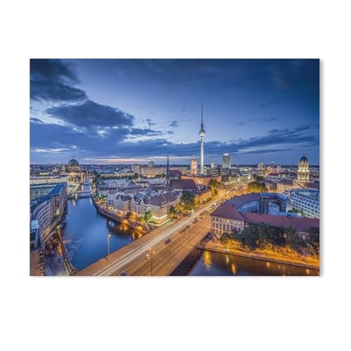 BEAYODKP Malen nach Zahlen Kits für Erwachsene und Kinder,Blick über Berlin am Abend,DIY Digitales Ölgemälde Geschenk-Kits Vorgedruckte Leinwand Kunst Dekoration（50x60cm） 19.6x23.6 Zoll-811 von BEAYODKP