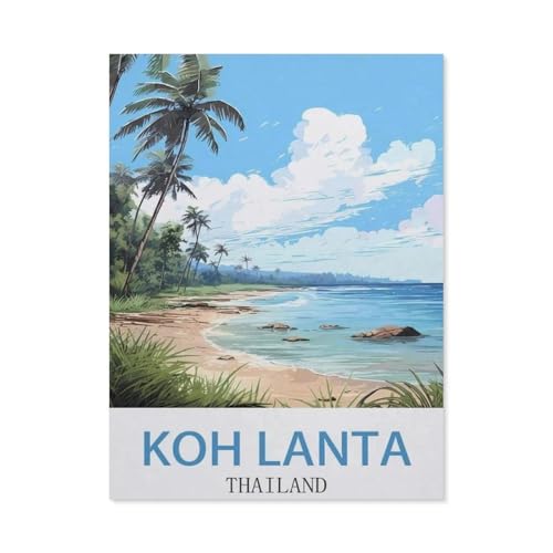 BEAYODKP Malen nach Zahlen für Erwachsene Kinder，Koh Lanta, Thailand，DIY Ölgemälde Digitales Malen nach Zahlen Kits auf Leinwand Dekoration Geschenk（30x40cm） 11.8x15.7 Zoll-EC58 von BEAYODKP