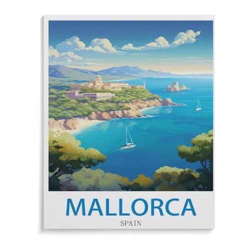BEAYODKP Mallorca Spanien，DIY Malen Nach Zahlen-Vorgedruckt Leinwand-Ölgemälde Geschenk für Erwachsene Kinder Kits Home Haus Dekor（20x30cm）-J96 von BEAYODKP