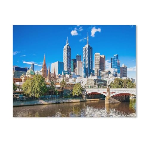 BEAYODKP Skyline von Melbourne, Australien,Malen Nach Zahlen-Ölgemälde Geschenk Für Erwachsene Kinder Malen Nach Zahlen Kits Home Haus Dekor（50x60cm） 19.6x23.6 Zoll-497 von BEAYODKP